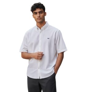 Camisa Vineyards Manga Corta Blanca – Tela Texturizada Classic Fit